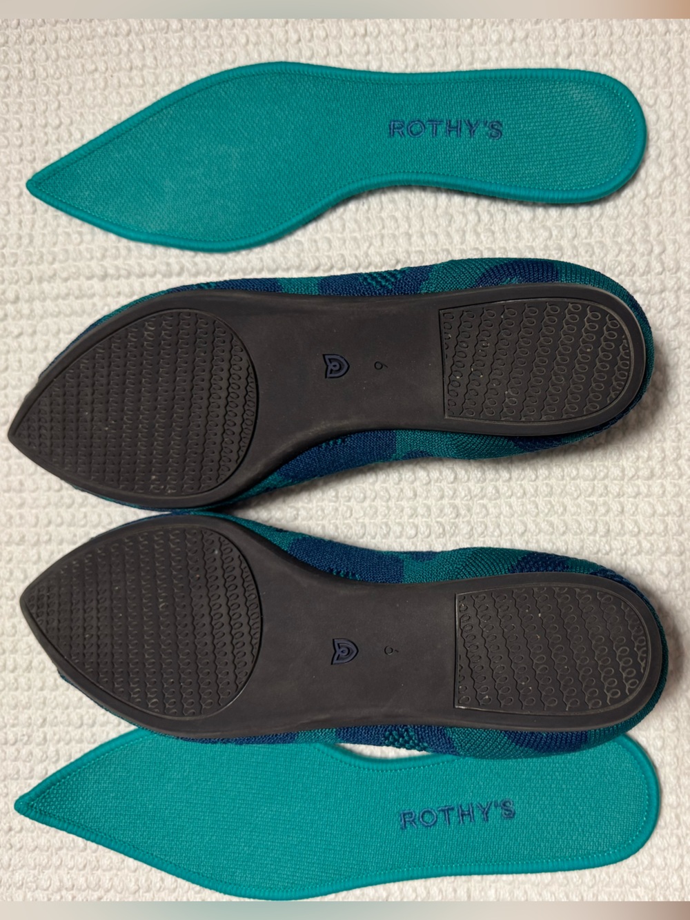 Rothy's Pointed Knit Flats in Teal - Discontinued Water Poppy - Picture 5 of 6